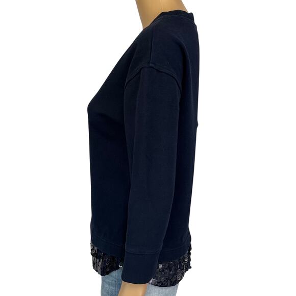 J. Crew Sequin Trim Sweatshirt Navy Blue B7027 Size XS - Picture 8 of 14